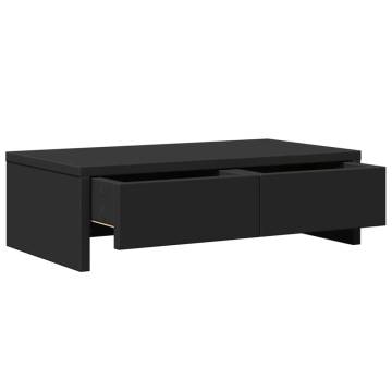 Monitor Stand with Drawers Black - 50x27x15 cm