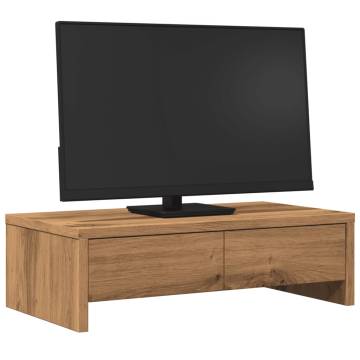 Monitor Stand with Drawers in Artisian Oak - 50x27 cm | HipoMarket