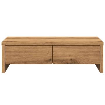 Monitor Stand with Drawers in Artisian Oak - 50x27 cm | HipoMarket