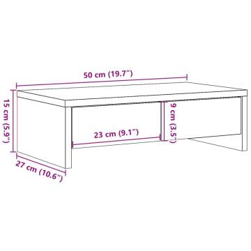 Monitor Stand with Drawers in Artisian Oak - 50x27 cm | HipoMarket