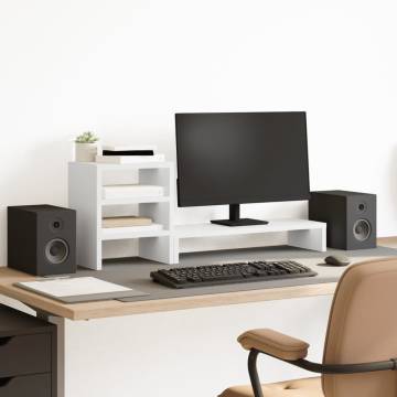 Monitor Stand with Desk Organiser - White Engineered Wood