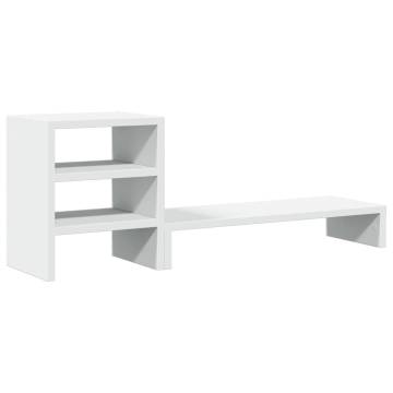 Monitor Stand with Desk Organiser - White Engineered Wood