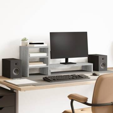 Monitor Stand with Desk Organiser - Grey Sonoma - Hipomarket