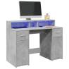  Desk with LED Lights Concrete Grey 120x55x91 cm Engineered Wood Colour concrete grey Size 120 x 55 x 91 cm 