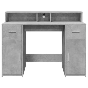 Desk with LED Lights - Concrete Grey - Stylish & Durable