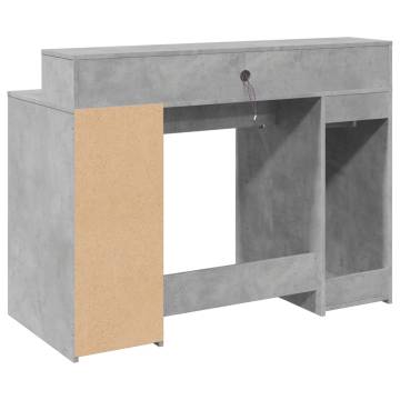 Desk with LED Lights - Concrete Grey - Stylish & Durable