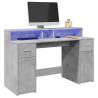  Desk with LED Lights Concrete Grey 140x55x91 cm Engineered Wood Colour concrete grey Size 140 x 55 x 91 cm 