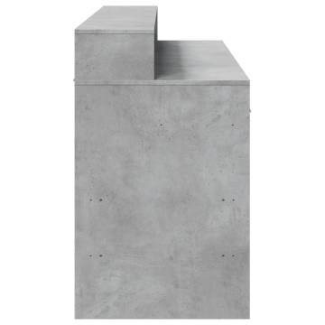 LED Desk with Storage in Concrete Grey - 140x55 cm