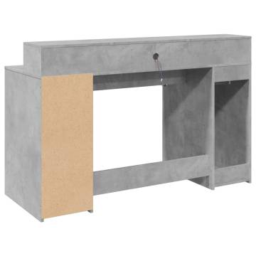 LED Desk with Storage in Concrete Grey - 140x55 cm