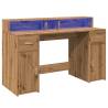 Artisian Oak Desk with LED Lights - Stylish & Durable 140x55 cm