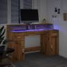 Artisian Oak Desk with LED Lights - Stylish & Durable 140x55 cm