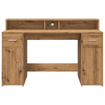 Artisian Oak Desk with LED Lights - Stylish & Durable 140x55 cm