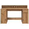 Artisian Oak Desk with LED Lights - Stylish & Durable 140x55 cm