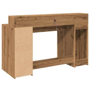 Artisian Oak Desk with LED Lights - Stylish & Durable 140x55 cm