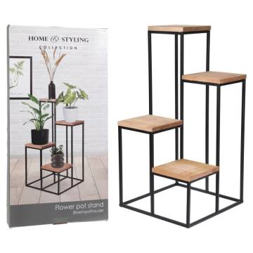 Home&Styling Plant Stand - 4 Shelves Natural & Black