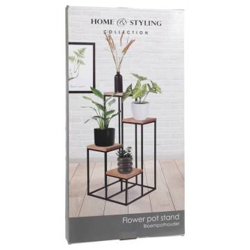 Home&Styling Plant Stand - 4 Shelves Natural & Black