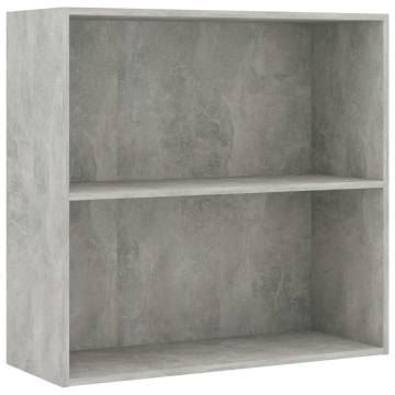 2-Tier Concrete Grey Book Cabinet - Stylish & Durable Design