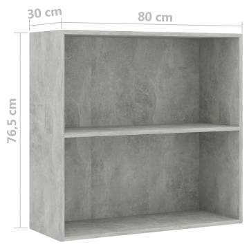 2-Tier Concrete Grey Book Cabinet - Stylish & Durable Design