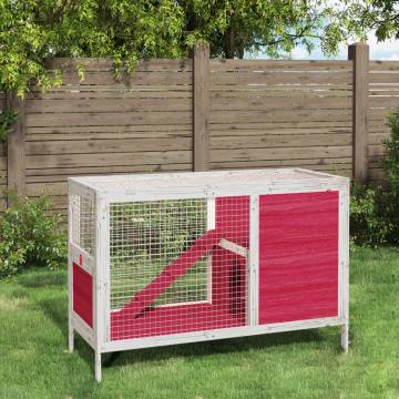 Rabbit Hutch Red - Spacious Solid Wood Pine 103x44x69.5 cm