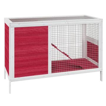 Rabbit Hutch Red - Spacious Solid Wood Pine 103x44x69.5 cm