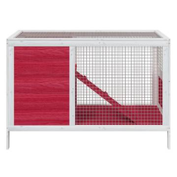 Rabbit Hutch Red - Spacious Solid Wood Pine 103x44x69.5 cm