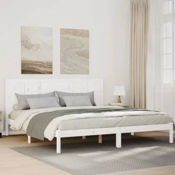 Extra Long White Bed Frame 180x210 cm Solid Wood | Hipomarket