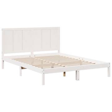 Extra Long White Bed Frame 180x210 cm Solid Wood | Hipomarket