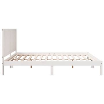 Extra Long White Bed Frame 180x210 cm Solid Wood | Hipomarket