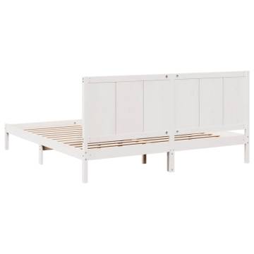 Extra Long White Bed Frame 180x210 cm Solid Wood | Hipomarket