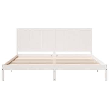 Extra Long White Bed Frame 180x220 cm | Solid Wood Design