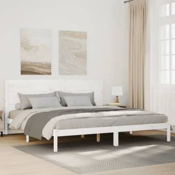 Extra Long White Bed Frame 180x210 cm | Solid Wood | Hypomarket