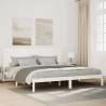  Extra Long Bed Frame without Mattress White 180x210 cm Solid Wood Colour white Size 180 x 210 cm 