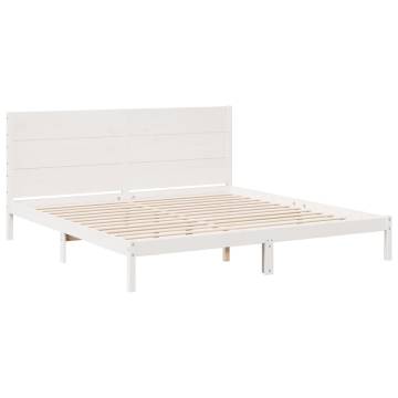 Extra Long White Bed Frame 180x210 cm | Solid Wood | Hypomarket