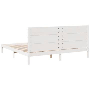 Extra Long White Bed Frame 180x210 cm | Solid Wood | Hypomarket