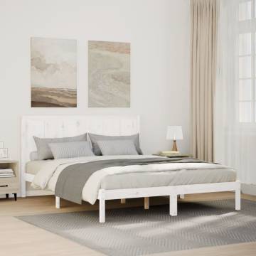 Extra Long White Bed Frame 160x220 cm | Solid Pine Wood