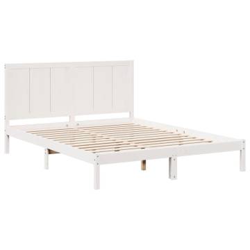 Extra Long White Bed Frame 160x220 cm | Solid Pine Wood