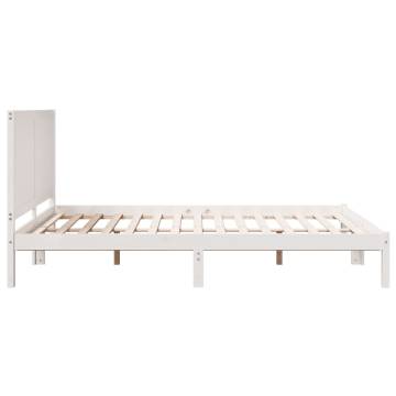 Extra Long White Bed Frame 160x220 cm | Solid Pine Wood