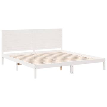 Extra Long White Bed Frame - 200x210 cm Solid Wood | HipoMarket