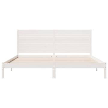 Extra Long White Bed Frame - 200x210 cm Solid Wood | HipoMarket