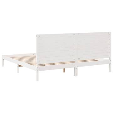 Extra Long White Bed Frame - 200x210 cm Solid Wood | HipoMarket