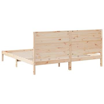 Extra Long Bed Frame 200x220 cm in Solid Pine Wood - Hipo Market