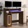 Desk with LED Lights Brown Oak 97x45x90 cm Engineered Wood Colour brown oak 