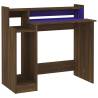 Desk with LED Lights - Brown Oak | Hipomarket UK