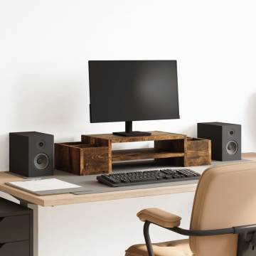 Monitor Stand with Storage - Smoked Oak | Hipomarket UK