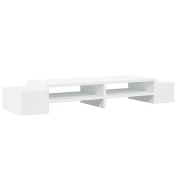 Monitor Stand with Storage - White Engineered Wood - Hipomarket