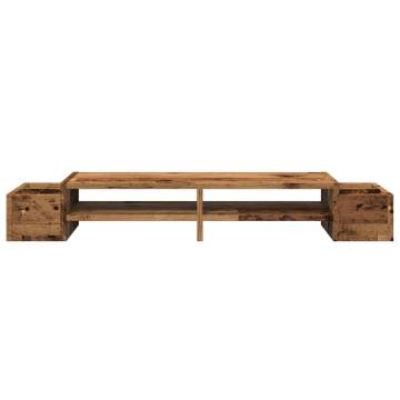 Monitor Stand with Storage - Old Wood, 100x27x15 cm