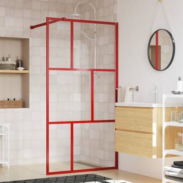 Walk-in Shower Wall with Clear ESG Glass Red - 100x195 cm