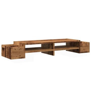 Monitor Stand with Storage - Old Wood, 100x27x15 cm