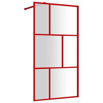 Walk-in Shower Wall with Clear ESG Glass Red - 100x195 cm