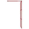 Walk-in Shower Wall with Clear ESG Glass Red - 100x195 cm